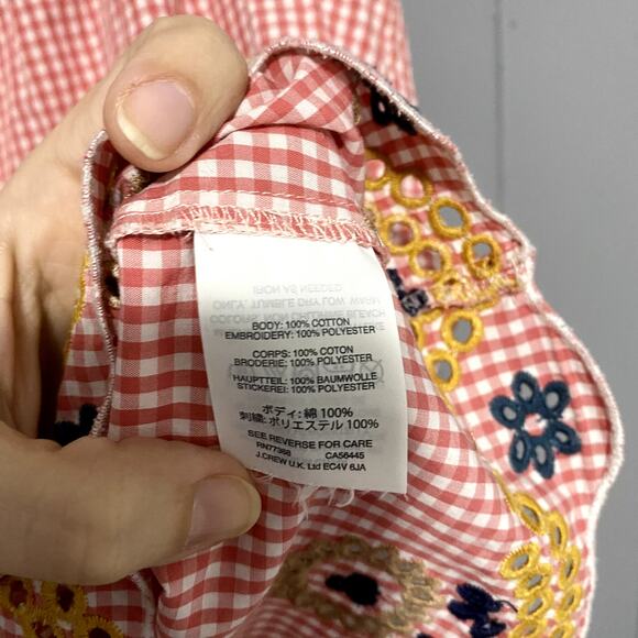 Madewell Red Embroidered Gingham Scalloped Hem Preppy Cottagecore Tank Top S - Picture 3 of 8